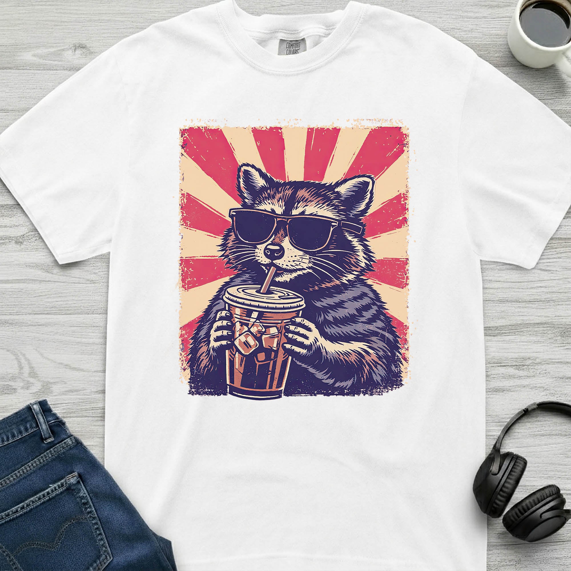 Iced Coffee Raccoon T-Shirt
