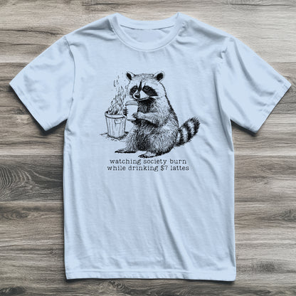 Society Burning Latte Raccoon T-Shirt
