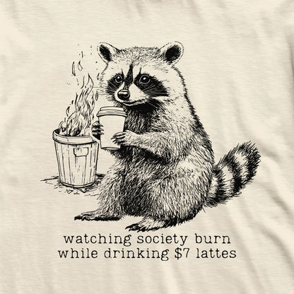 Society Burning Latte Raccoon T-Shirt