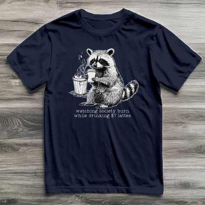 Society Burning Latte Raccoon T-Shirt