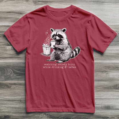 Society Burning Latte Raccoon T-Shirt