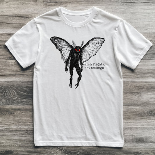 Mothman Catch Flights Not Feelings Cryptid T-Shirt